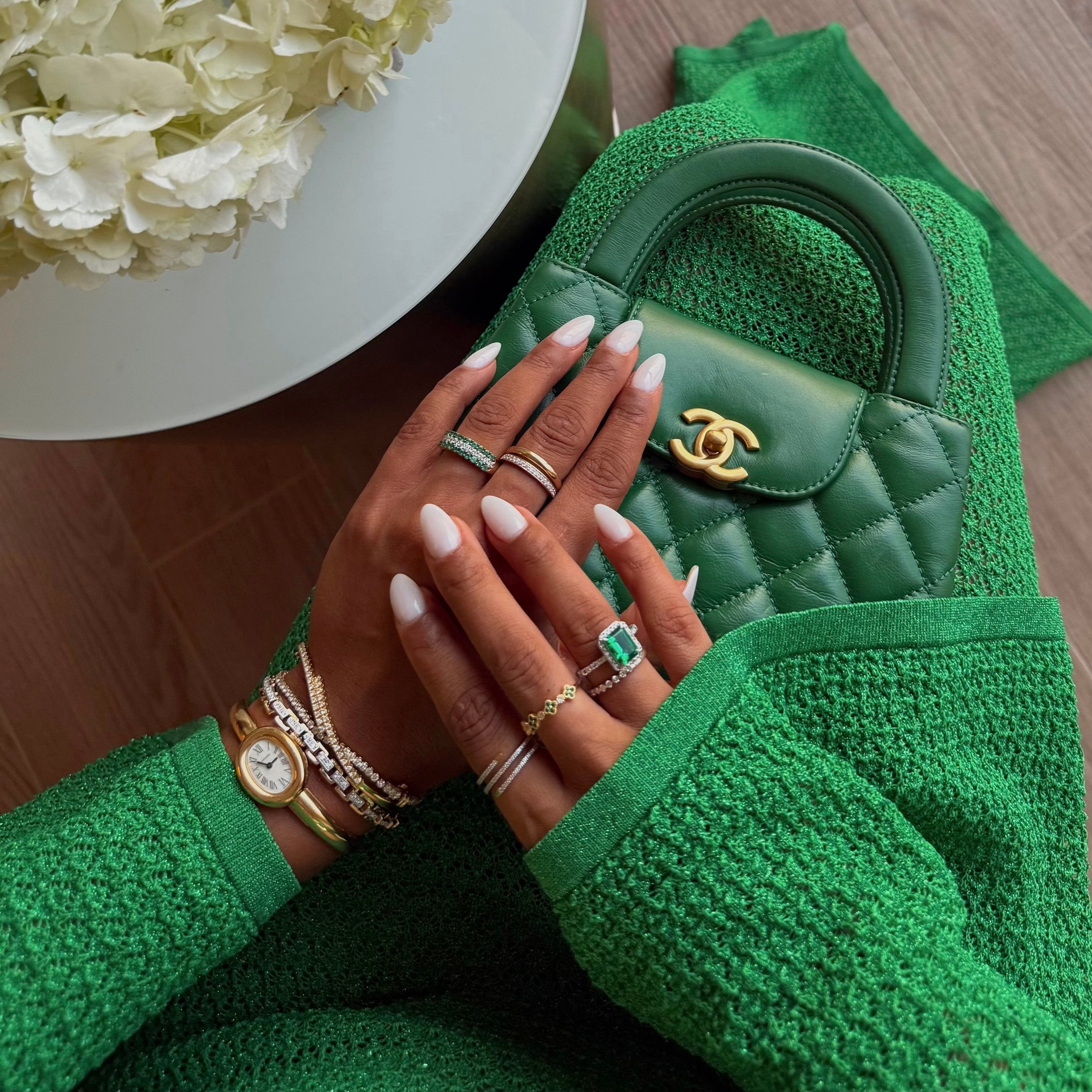 Alegria 4 Clover Lab Emerald Ring 0.18ct in 18k Gold Vermeil